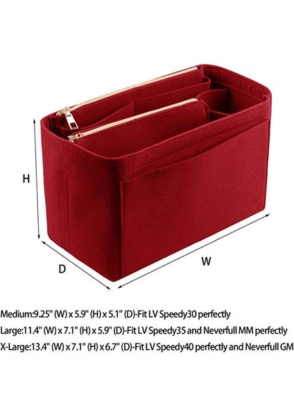 Kumral Tarzı 13.4x7.1x6.7 Inç Bayan Makyaj Organizatör Çanta Seyahat Iç Çanta Için Ekleme Çanta Keçe Taşınabilir Kozmetik Çantaları Fit Neverfull (Yurt Dışından)