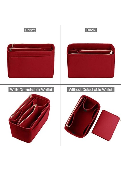 Kumral Tarzı 13.4x7.1x6.7 Inç Bayan Makyaj Organizatör Çanta Seyahat Iç Çanta Için Ekleme Çanta Keçe Taşınabilir Kozmetik Çantaları Fit Neverfull (Yurt Dışından)
