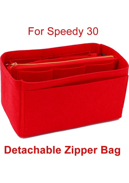 Speedy 30 Fermuar Stili Speedy Keçe Kumaş Ekleme Çanta Organizatör Makyaj Çanta Organizatör Seyahat Iç Çanta Taşınabilir Kozmetik Çantaları Asla Dolu (Yurt Dışından)