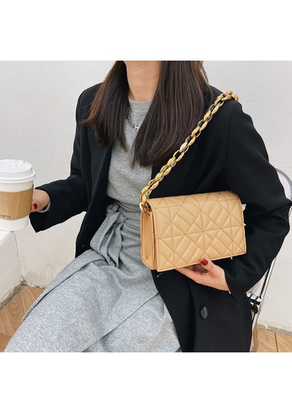 Siyah B Stili 22X14X6CM 2021 Lüks Kadın Omuz Çantaları Metal Kalın Zincir Kapitone Tasarımcı Çantalar ve Çanta Kadın El Çantaları Bayan El Çantası (Yurt Dışından) indirimleri