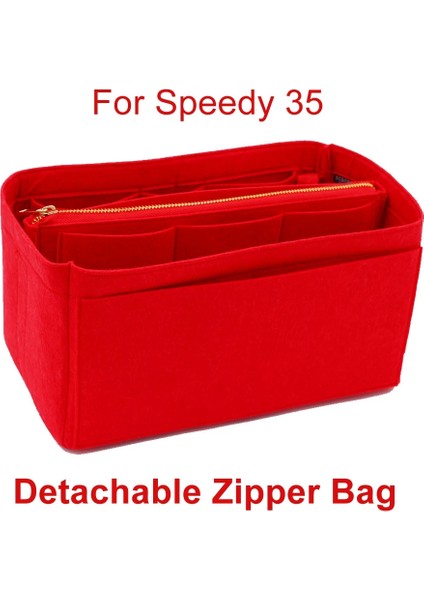 Speedy 35 Fermuar Stili Speedy Keçe Kumaş Ekleme Çanta Organizatör Makyaj Çanta Organizatör Seyahat Iç Çanta Taşınabilir Kozmetik Çantaları Asla Dolu (Yurt Dışından)