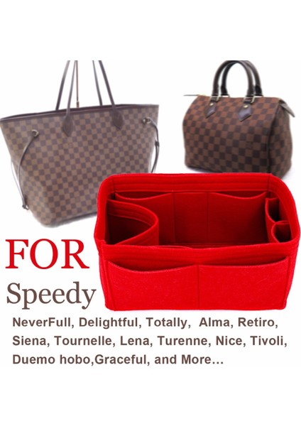 Speedy 35 Fermuar Stili Speedy Keçe Kumaş Ekleme Çanta Organizatör Makyaj Çanta Organizatör Seyahat Iç Çanta Taşınabilir Kozmetik Çantaları Asla Dolu (Yurt Dışından)