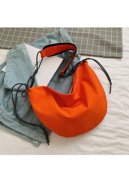 Turuncu Tarzı Kadınlar Vintage Düz Renk Büyük Kapasiteli Omuz Çantası Yeni Postacı Çantaları Bayanlar Kanvas Corssbody Çanta Bez Çanta Çanta (Yurt Dışından)