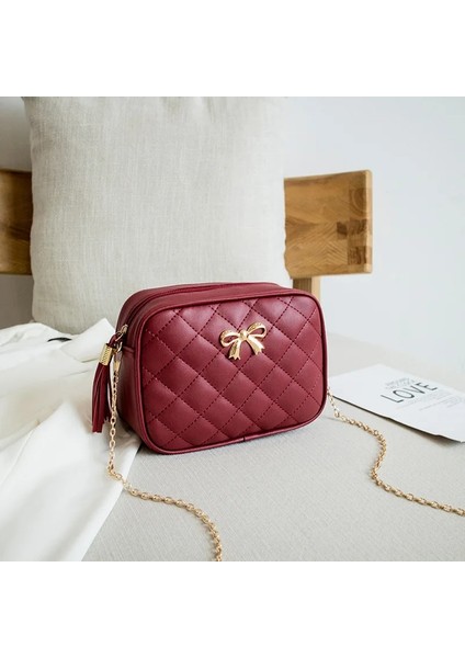 Kırmızı Stil 2021 Püskül Küçük Messenger Çanta Kadınlar Için Trend Lingge Nakış Kamera Kadın Omuz Çantası Moda Zincir Bayanlar Crossbody Çanta (Yurt Dışından)