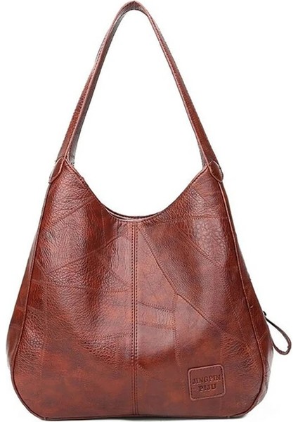Kahverengi Tarzı 33X12X32 cm Women Vintage Shoulder Bag Female Pu Leather Womens Bag Designer Luxury Totes Fashion Top-Handle Bag Travel Bag For Ladies (Yurt Dışından)