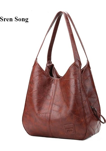 Kahverengi Tarzı 33X12X32 cm Women Vintage Shoulder Bag Female Pu Leather Womens Bag Designer Luxury Totes Fashion Top-Handle Bag Travel Bag For Ladies (Yurt Dışından) modelleri