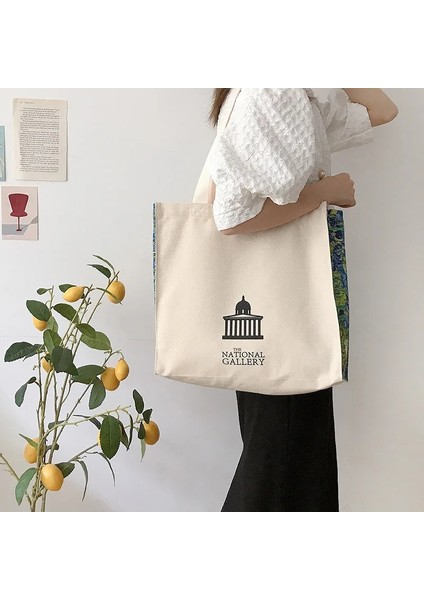 Van Gogh Galerisi Stili Kadın Kanvas Omuz Çantası Aşk Felsefesi Günlük Alışveriş Çantaları Yağlıboya Kitaplar Çanta Bayanlar Için Kalın Pamuklu Bez Çanta Tote (Yurt Dışından)