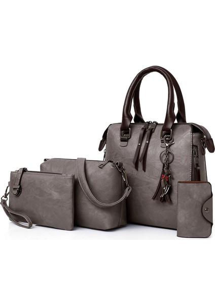 Gri Stil Yeni ve Yüksek Li Bayan Çanta Kadın Pu Deri Omuz Messenger Çanta Kadın Kompozit Çanta Tote Çanta Bolsa Feminina (Yurt Dışından)