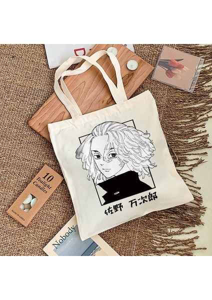 Gümüş Tarzı Harajuku Tokyo Avenger Shoulder Bag Canvas Bag Harajuku Shopper Bag Fashion Casual Summer Shoulder Bags Tote Shopper Bag (Yurt Dışından)