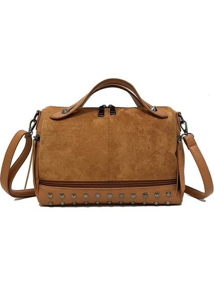 Kumral Tarzı 29X13X21 cm Smooza Yeni Varış Nubuk Pu Deri Çanta Kadınlar Için Rahat Kadın Omuz Çantası Crossbody Çanta Bayanlar Büyük Perçin Messenger (Yurt Dışından)