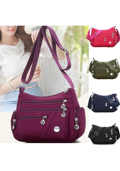 Siyah Stil Yeni Rahat Crossbody Omuz Çantası Kadın Çanta Naylon Su Geçirmez Messenger Çanta Bayan Çanta Yüksek Li Çok Fonksiyonlu (Yurt Dışından) fırsatları