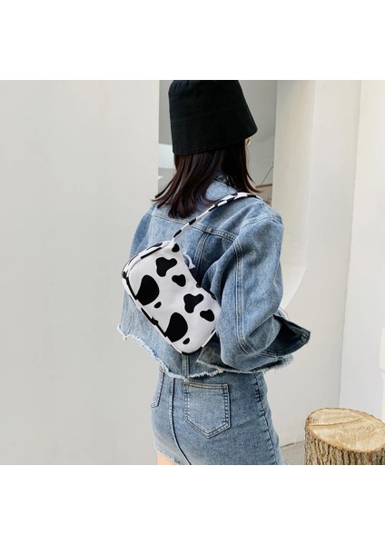 C Mavi Stil Hayvan Desen Baskı Tuval Omuz Koltukaltı Çanta Eski Bayanlar Küçük Çanta Çanta Rahat Tüm Maç Moda Kadın Kare Çanta (Yurt Dışından) modelleri