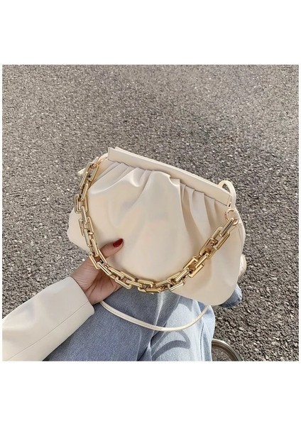 Mavi Stil New Thick Chain Shoulder Bags For Women Pu Leather Pleated Cloud Bag Simple Crossbody Bag Casual Ladies Bag Designer (Yurt Dışından) fiyatları