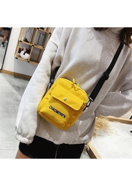 Sarı Stil Kadın Küçük Çantalar Kanvas Çantalar Kız Seyahat Öğrenci Omuz Çantaları Cep Telefonu Çantası Crossbody Çantaları (Yurt Dışından) modelleri