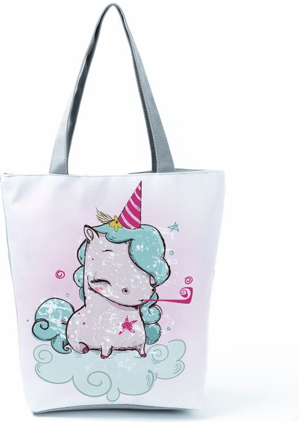 HL0753 Tarzı Köpek Baskılı Çanta Pug Rahat Yüksek Kapasiteli Eko Yeniden Kullanılabilir Alışveriş Çantası Kadın Çiçek Seyahat Depolama Tote Tüm Maç Özel Desen (Yurt Dışından)