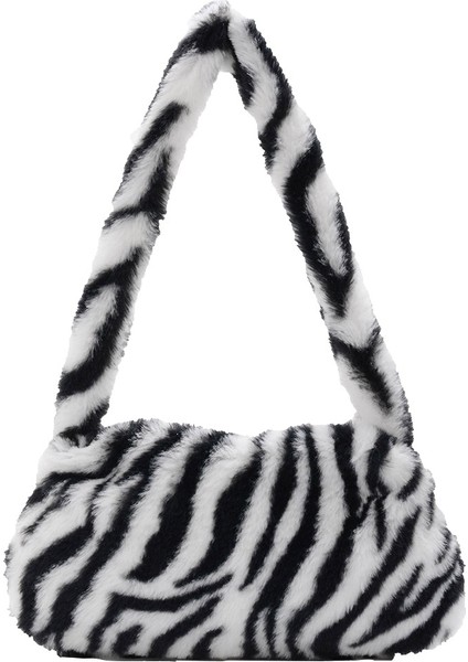 Zebra Stili Fashion Women's Bag Trend Baguette Bag Plush Animal Print Shopper Purses Female Autumn Handbag Shoulder Underarm Bag (Yurt Dışından)