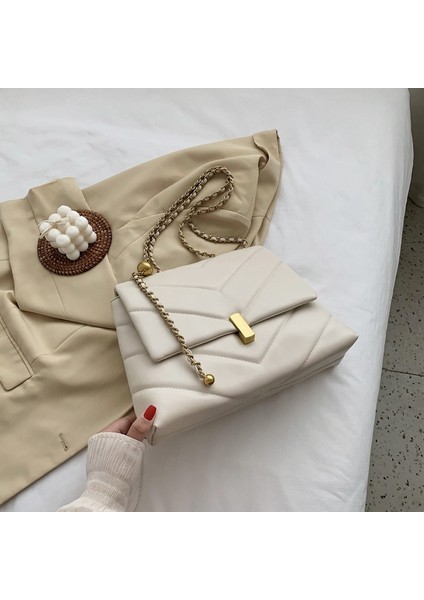 Bej Tarzı 21CM15CM7CM Lüks Tasarımcı Zincirler Kadınlar Için Crossbody Çanta Moda Elmas Kafes Omuz Çantası Yeni Yumuşak Kadın Haberci Çanta Tote (Yurt Dışından)