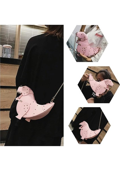 Siyah Stil Dinosaur Design Rivets Women's Purses And Handbags Shoulder Chain Bag Designer Small Crossbody Bag Female Clutch Bag Pu Leather (Yurt Dışından) indirimleri