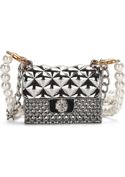 Gümüş Çanta Stili Süper Mini Kadın Çanta En Inci Sapanlar Altın Kutu Mini Crossbody Çanta Wome Için Moda Çanta Zinciri Omuz Lüks Çanta (Yurt Dışından)