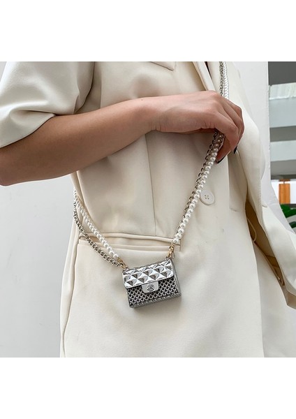 Gümüş Çanta Stili Süper Mini Kadın Çanta En Inci Sapanlar Altın Kutu Mini Crossbody Çanta Wome Için Moda Çanta Zinciri Omuz Lüks Çanta (Yurt Dışından) modelleri