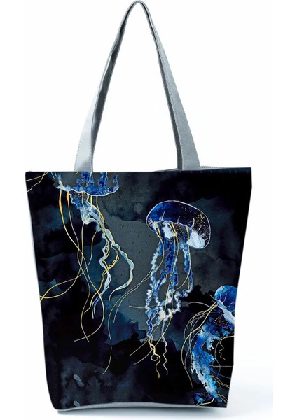 HL2151 Stili Karikatür Bayan Hemşire Baskılı Çanta Katlanabilir Yüksek Kapasiteli Kadın Omuz Çantası Eko Yeniden Kullanılabilir Alışveriş Çantası Seyahat Plaj Çantası (Yurt Dışından)