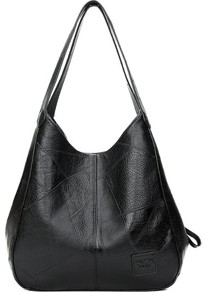 Siyah Stil 33X12X32 cm Women Vintage Shoulder Bag Female Pu Leather Womens Bag Designer Luxury Totes Fashion Top-Handle Bag Travel Bag For Ladies (Yurt Dışından)