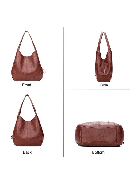 Siyah Stil 33X12X32 cm Women Vintage Shoulder Bag Female Pu Leather Womens Bag Designer Luxury Totes Fashion Top-Handle Bag Travel Bag For Ladies (Yurt Dışından) fırsatları