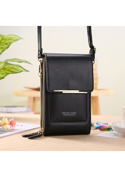 Siyah Stil Dokunmatik Ekran Cep Telefonu Omuz Çantaları Kadın Şeffaf Cep Mini Crossbody Çanta Kart Çanta Bayanlar Küçük Kadın Messenger Çanta (Yurt Dışından)