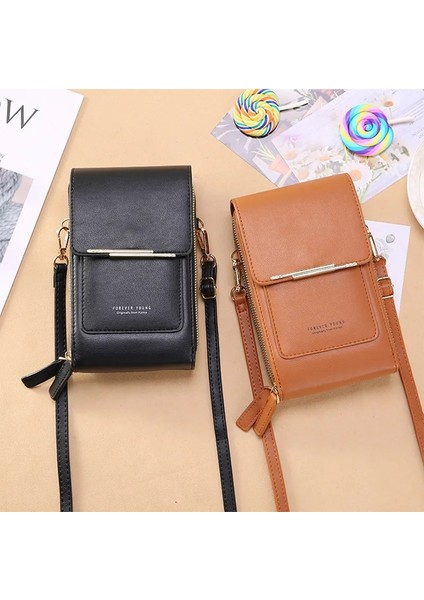 Siyah Stil Dokunmatik Ekran Cep Telefonu Omuz Çantaları Kadın Şeffaf Cep Mini Crossbody Çanta Kart Çanta Bayanlar Küçük Kadın Messenger Çanta (Yurt Dışından) modelleri