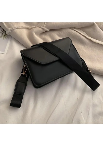 Siyah Stil Fashion Flap Crossbody Bags For Women Pu Leather Small Square Bag Tote Casual Female Shoulder Bags Womne's Handbag Travel Totes (Yurt Dışından)