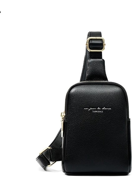 Siyah Stil New Women's Chest Pack Bag Hip Hop Banana Belt Bag Mini High Crossbody Bags Female Pu Leather Waist Bags Purse Pocket (Yurt Dışından)