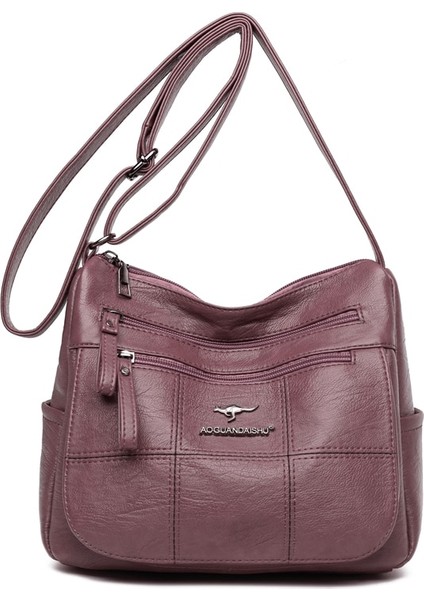 Mor Tarzı 20X25X12CM 2021 Fashion Luxurious Designer Crossbody Bag Pu Leather Soft Messenger Bags For Ladies Zipper Mini Retro Woman Bag Female Bags (Yurt Dışından)