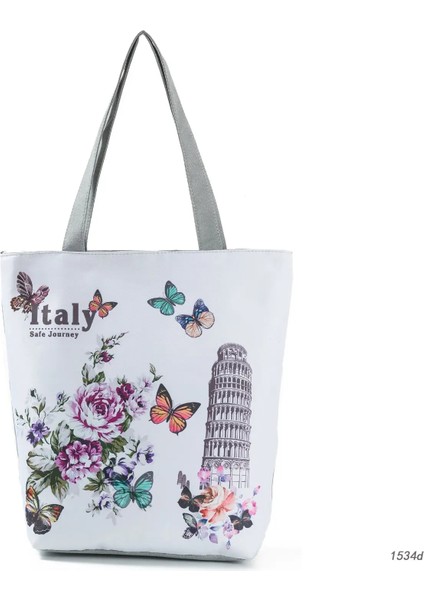 1534D Tarzı Çiçek ve Baykuş Baskılı Kadın Günlük Tote Bayan Günlük Kullanım Bayan Alışveriş Çantası Bayan Tek Omuz Çanta Basit Plaj Çantası (Yurt Dışından)