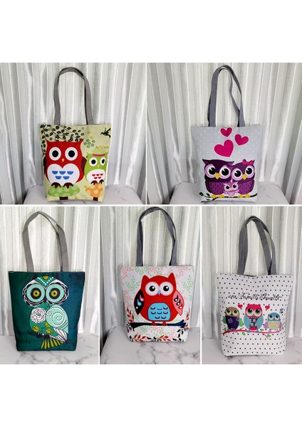 1534D Tarzı Çiçek ve Baykuş Baskılı Kadın Günlük Tote Bayan Günlük Kullanım Bayan Alışveriş Çantası Bayan Tek Omuz Çanta Basit Plaj Çantası (Yurt Dışından) modelleri