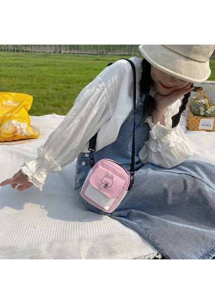 Sarı Stil Mini Female Bag Canvas Cheap Women's Bag Trend Kawaii Shopper Phone Purses Cartoon Contrast Color Crossbody Bag Free Ship (Yurt Dışından) fırsatları