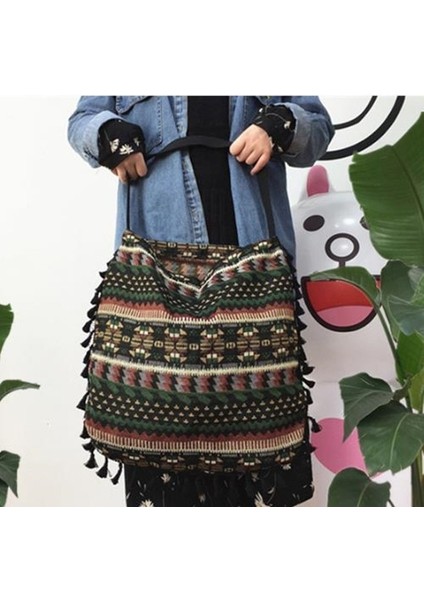 Mavi Şerit Stili Yeni Vintage Bohemian Fringe Omuz Çantası Kadın Püskül Boho Hippi Çingene Saçaklı Kadın Çantaları Açık Çantalar (Yurt Dışından) indirimleri