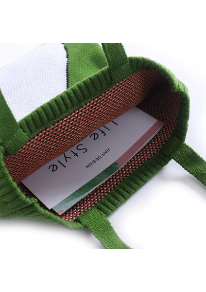 Sarı Dinozor Tarzı Yoreai Kadınlar Örgü Omuz Çantaları Sevimli Ördek Bayanlar Karikatürler Çanta Rahat Tote Edebi Bookbag Yün Kızlar Için Alışveriş Çantası (Yurt Dışından) fırsatları