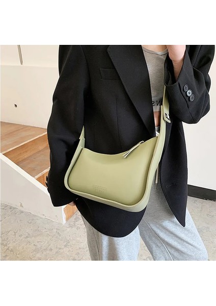 Haki C Stili 24CMX19CMX8CM Düzensiz Kare Tasarım Küçük Omuz Çantaları Kadın Deri Crossbody Çanta Lüks Ed Trendy Çanta Moda Bayan Koltukaltı Çantaları (Yurt Dışından)