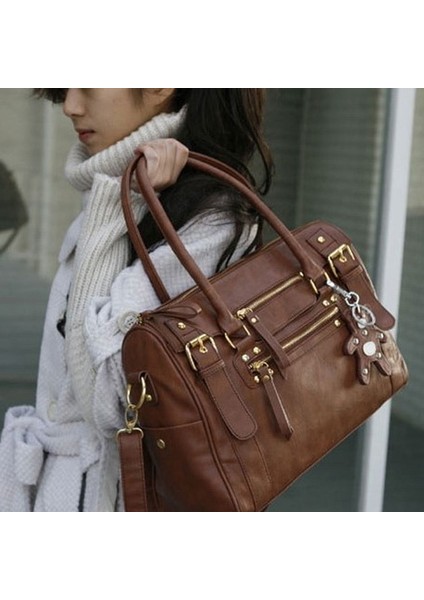 B Siyah Stil Women's Handbag Vintage Belt Bear Big Tote Female Shoulder Bag Messenger Casual Bag Luxury Leather Crossbody Bags Ladies (Yurt Dışından) fiyatları