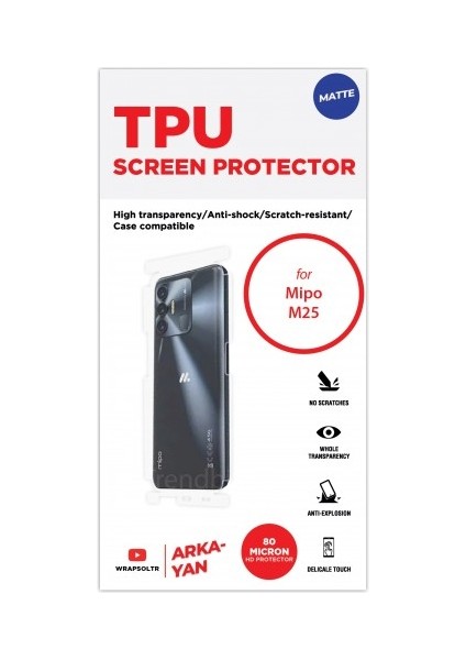 Mipo M25 Mat Arka ve Yan Koruyucu Tpu Film fiyatları