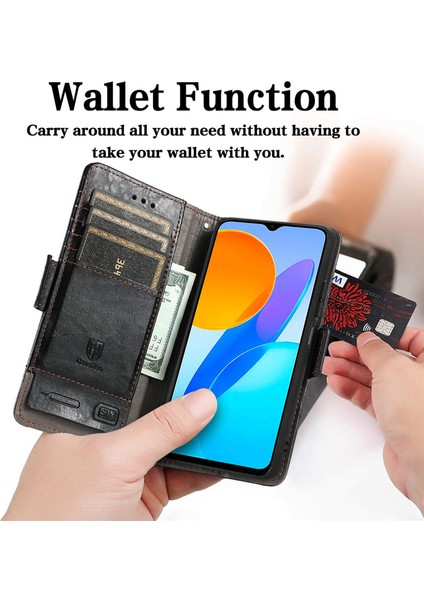 Honor X8 5g Cüzdan Kılıfı, Kart Tutuculu Pu Deri Flip Kılıf Rfıd Engelleme Kickstand Telefon Kapağı (Yurt Dışından)