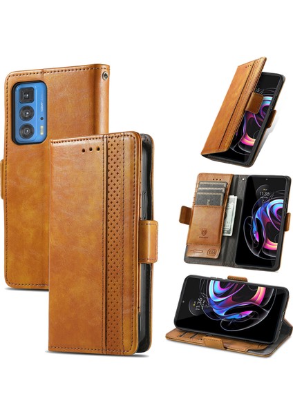 Motorola Edge 20 Pro Cüzdan Kılıfı, Kart Tutuculu Pu Deri Flip Kılıf Rfıd Engelleme Kickstand Telefon Kapağı (Yurt Dışından)