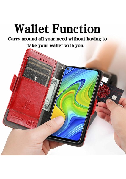 Redmi Note 9 4g Cüzdan Kılıfı, Kart Tutuculu Pu Deri Flip Kılıf Rfıd Engelleme Kickstand Telefon Kapağı (Yurt Dışından)