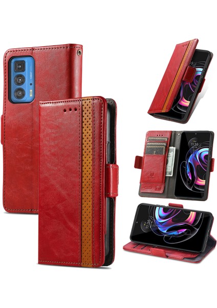 Motorola Edge 20 Pro Cüzdan Kılıfı, Kart Tutuculu Pu Deri Flip Kılıf Rfıd Engelleme Kickstand Telefon Kapağı (Yurt Dışından)