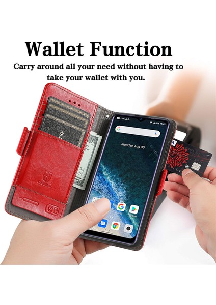Oukitel C25 Cüzdan Kılıfı, Kart Tutuculu Pu Deri Flip Kılıf Rfıd Engelleme Kickstand Telefon Kapağı (Yurt Dışından)