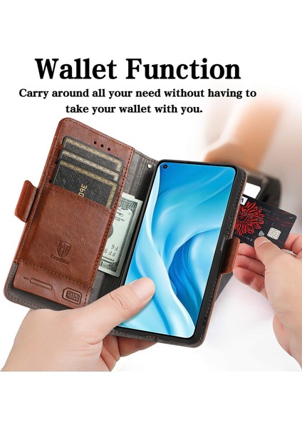 Xiaomi 11 Lite 5g Cüzdan Kılıfı, Kart Tutuculu Pu Deri Flip Kılıf Rfıd Engelleme Kickstand Telefon Kapağı (Yurt Dışından)