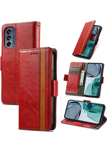 Motorola Moto G62 Cüzdan Kılıfı, Kart Tutuculu Pu Deri Flip Kılıf Rfıd Engelleme Kickstand Telefon Kapağı (Yurt Dışından)
