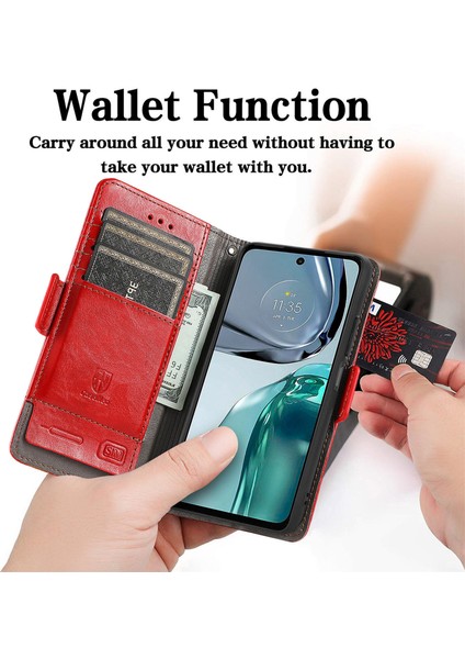 Motorola Moto G62 Cüzdan Kılıfı, Kart Tutuculu Pu Deri Flip Kılıf Rfıd Engelleme Kickstand Telefon Kapağı (Yurt Dışından) fiyatları