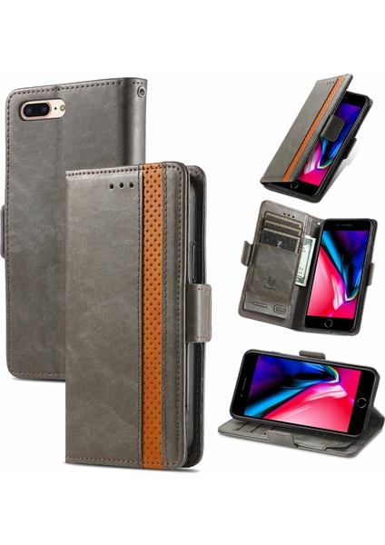Apple iPhone 7 Plus/8 Plus Cüzdan Kılıfı, Kart Tutuculu Pu Deri Flip Kılıf Rfıd Engelleme Kickstand Telefon Kapağı (Yurt Dışından)