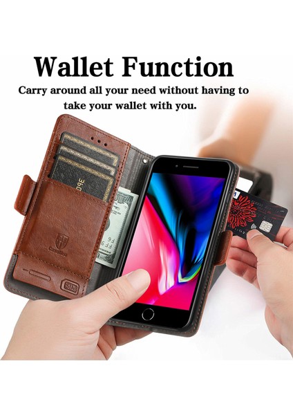 Apple iPhone 7 Plus/8 Plus Cüzdan Kılıfı, Kart Tutuculu Pu Deri Flip Kılıf Rfıd Engelleme Kickstand Telefon Kapağı (Yurt Dışından) fiyatları